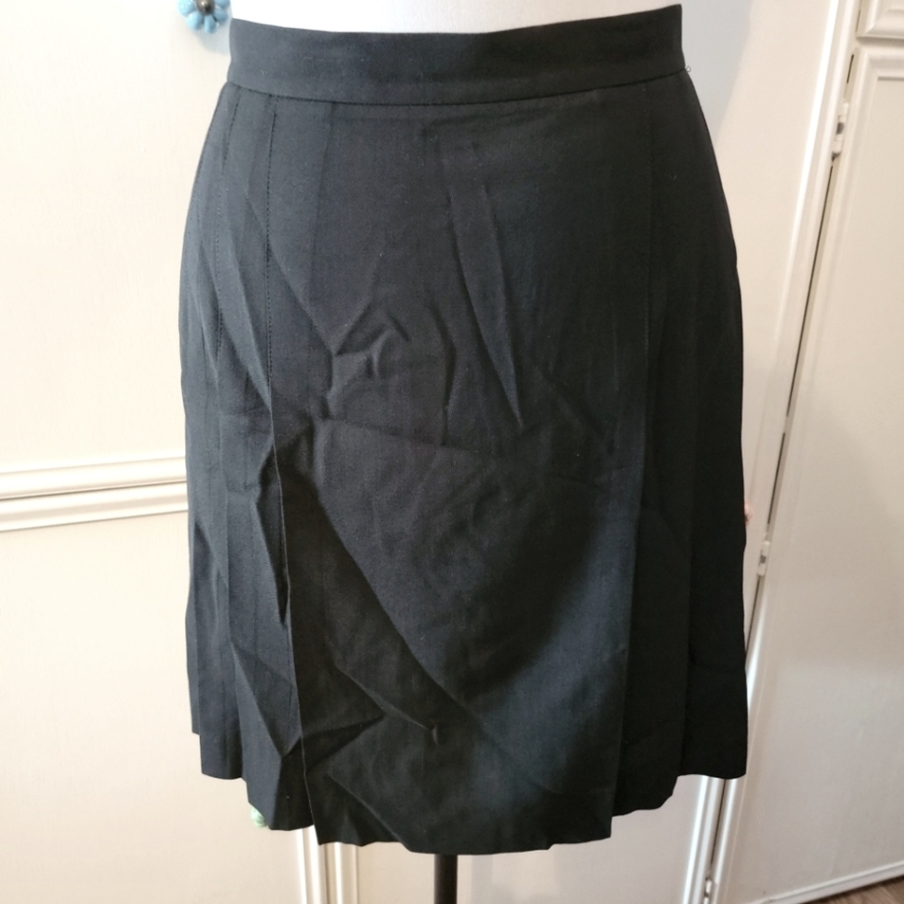 Talbots Black Wool Pleated Skirt